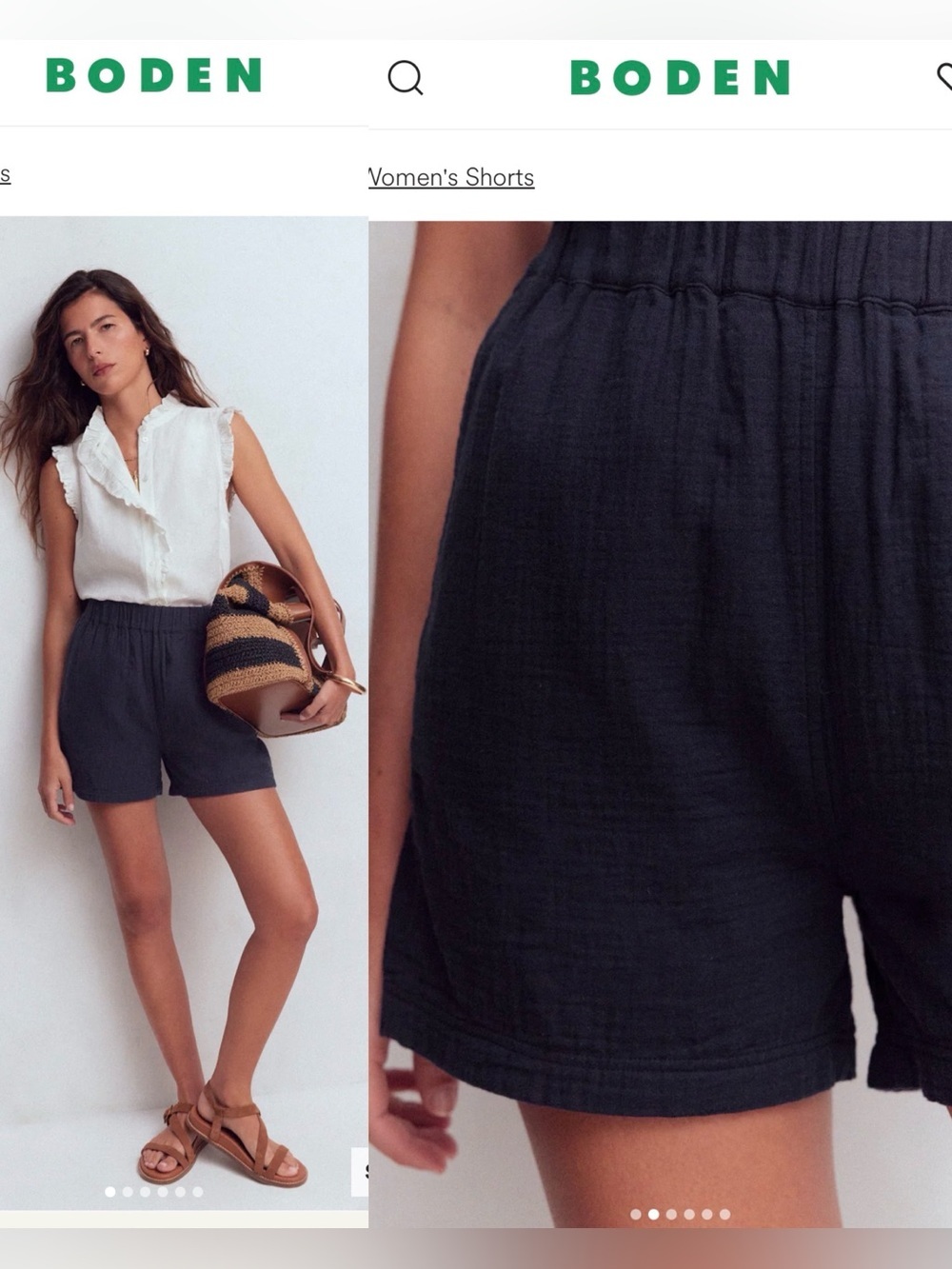 Boden Pull On Double Cloth Shorts in White , size 6